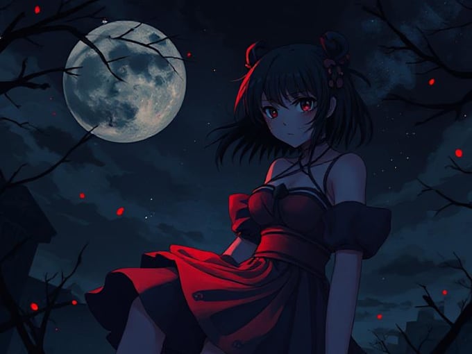 draw dark anime style art illustration