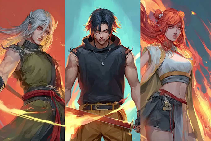 draw anime and game style characters art