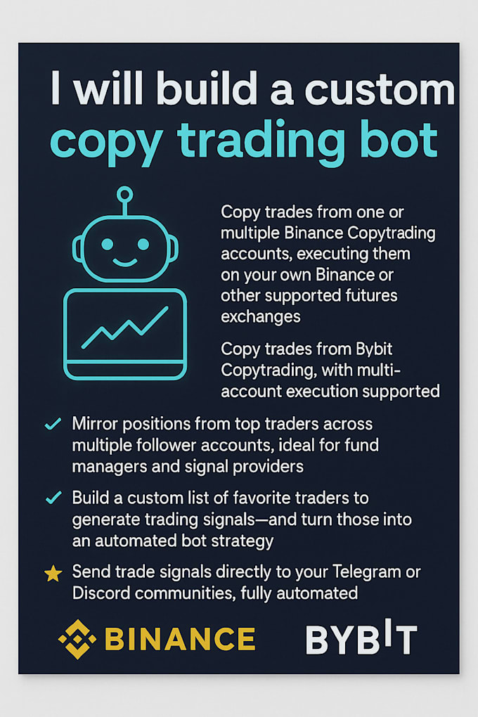 make a crypto copy trading bot that copies traders from binance bybit website