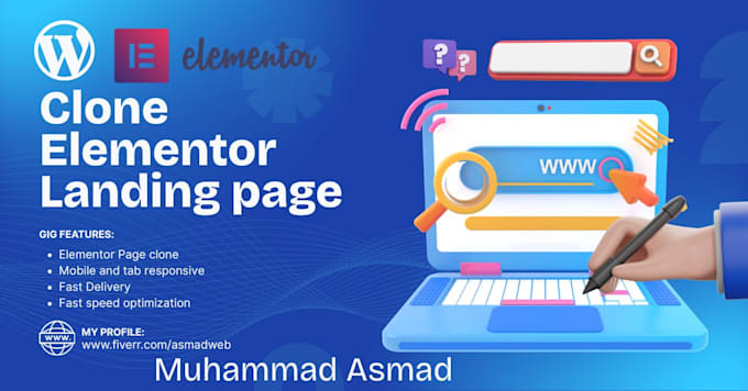 clone responsive elementor webpage with free logo