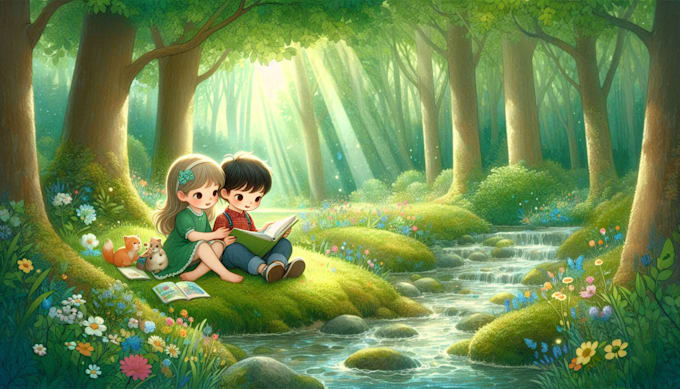 illustrate whimsical children book pages with personality