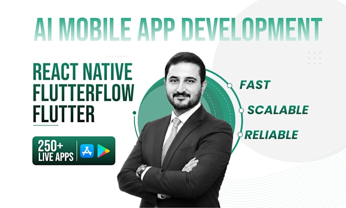 do ai mobile app development, react native, flutter, flutterflow app builder
