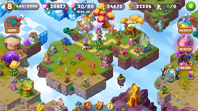 a develop a merge mobile game with item trees and monetization