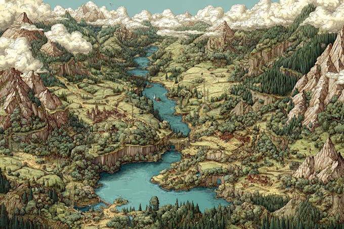create a vintage map illustration