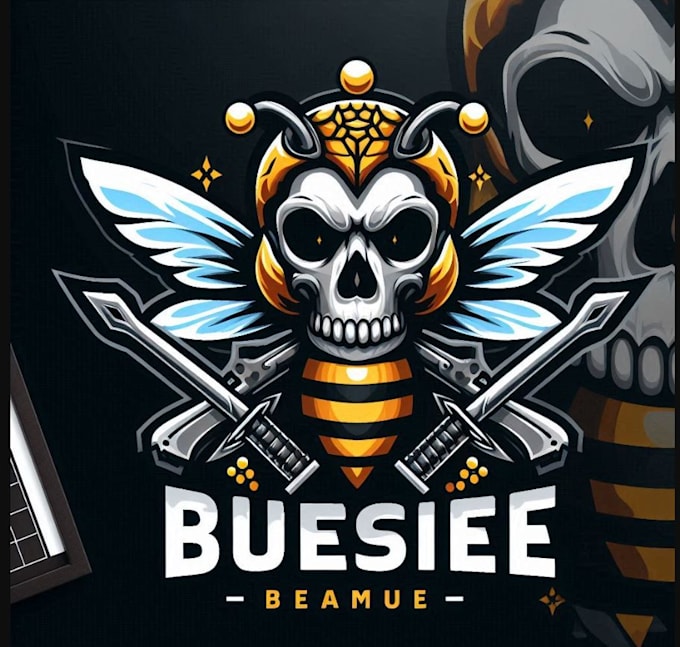 make custom esport skull bee logo