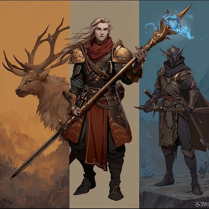 create fantasy dnd character art, illustration, concept art