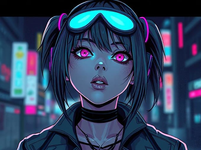 make portrait illustration with cyberpunk anime style
