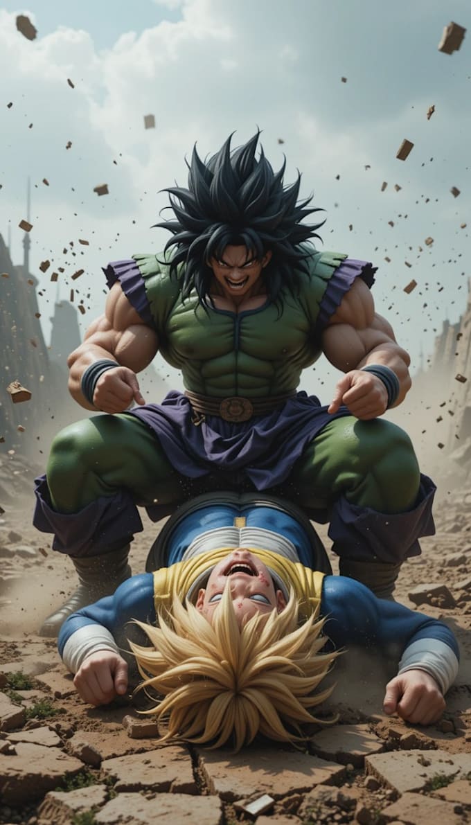make realistic goku vs broly animated battles using ai