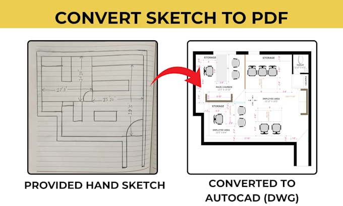 Convert sketch or image to autocad dwg and do any drafting by ...