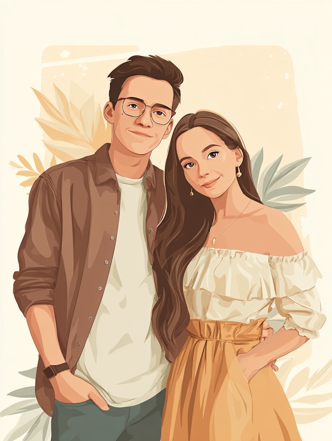draw custom couple portrait