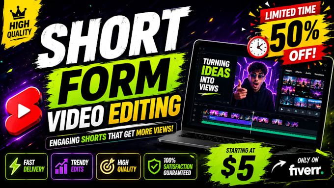 professionally edit engaging shorts reels and tiktoks