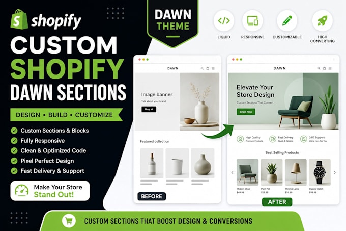 create custom shopify sections in dawn theme