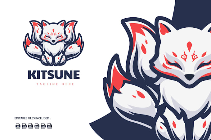 design your kitsune logo design and brand identity with creativity