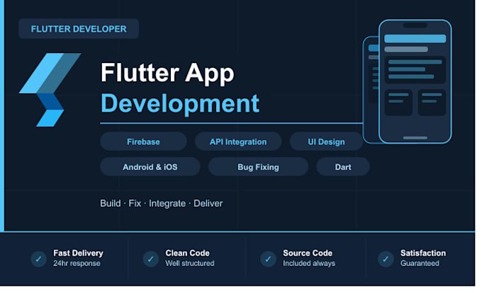 build and fix your flutter mobile app with firebase and API integration