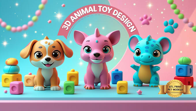 design custom 3d printable animal toys for pet brands and pet influencers