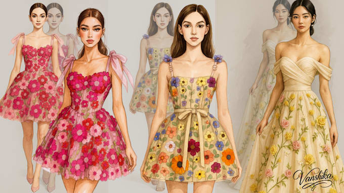 Create high end custom fashion illustrations for brands and designers ...
