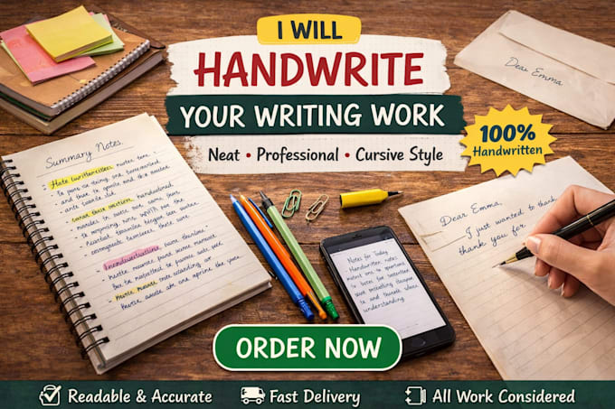 handwrite your study notes, letters, and writing work in beautiful cursive style