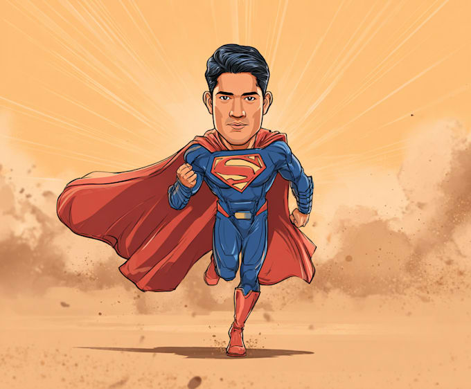 design premium superhero caricature character