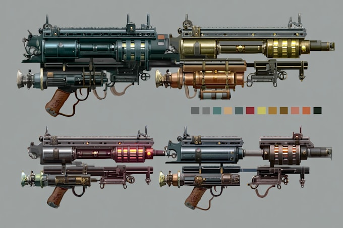 design stunning weapon concept art for games and projects