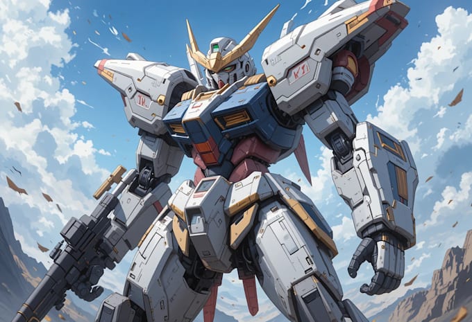 do anime style mecha robot illustrations
