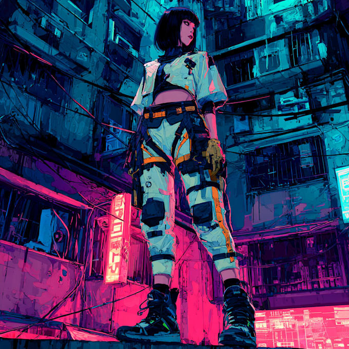 create cyberpunk illustration style for anything