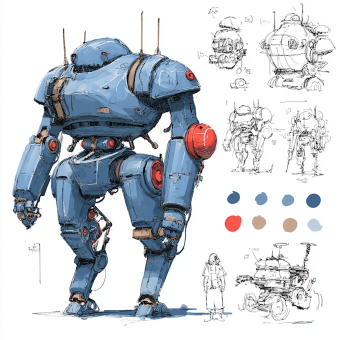 draw amazing concept for mecha, robot