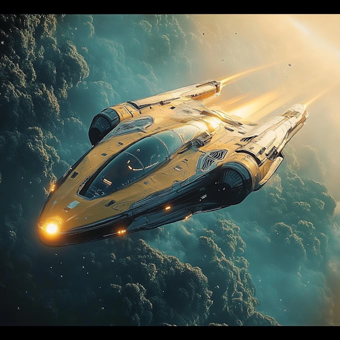 draw sci fi spaceship concept art or vehicle design