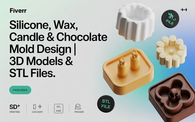 do 3d models, silicone molds for wax, candle and chocolate mold design with stl