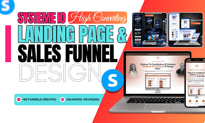 build high converting  systeme io landing page and sales funnel