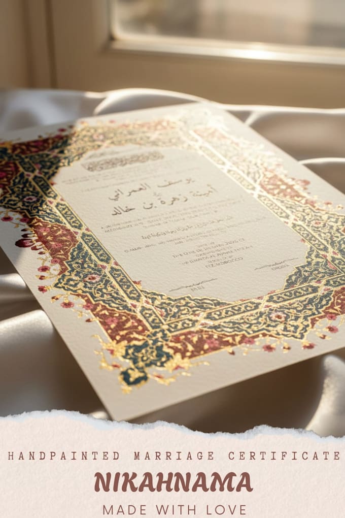 design nikahnama or marriage certificate without colors