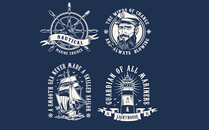 create vintage ship nautical logo for your business