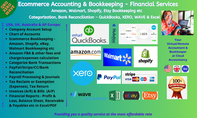 do ecom bookkeeping, amazon, categorize, bank reconcile, profit loss, tax