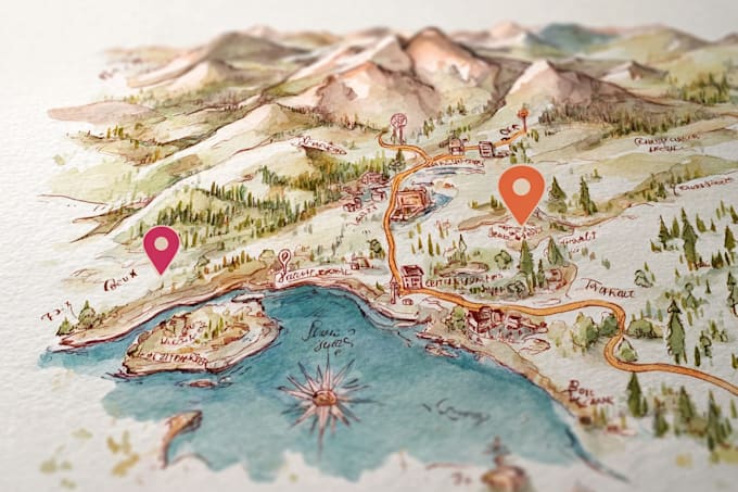 create a custom wedding or venue map in watercolor style