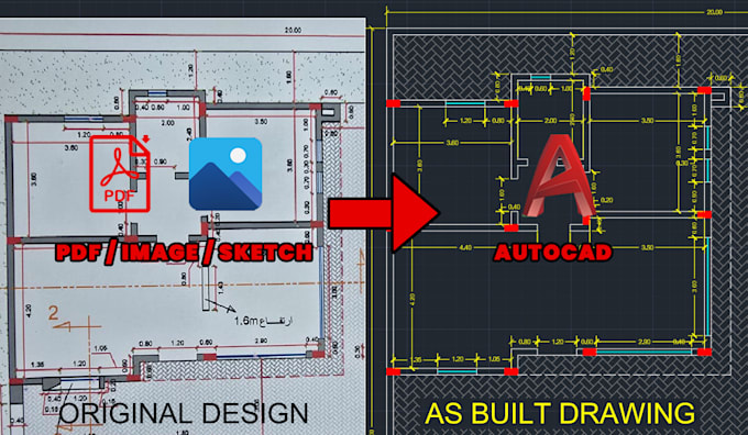 convert sketch, PDF, or image into autocad floor plan