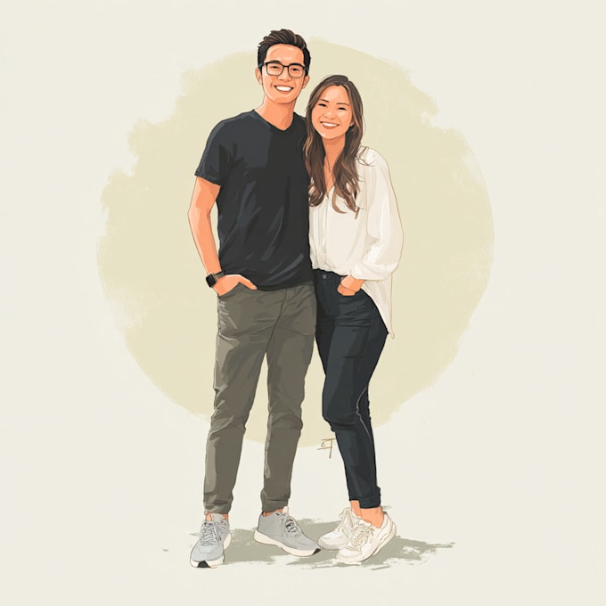 draw a beautiful couple portrait