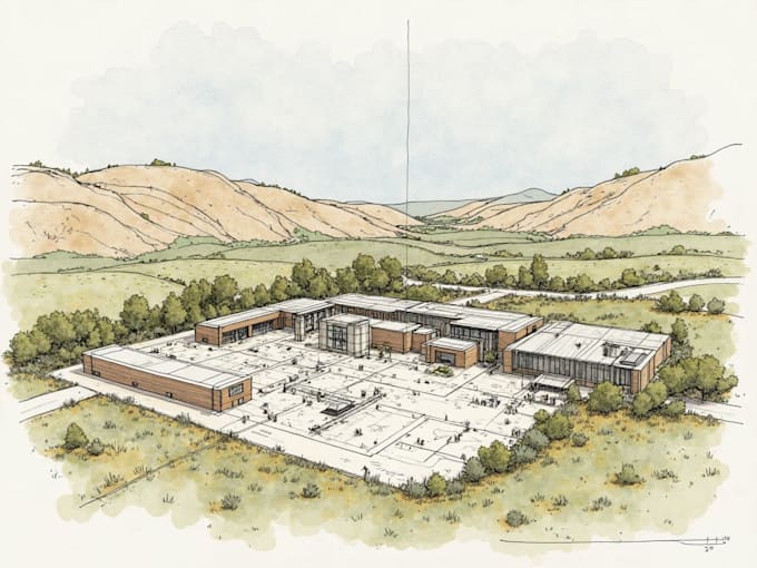 draw landscape sketch, architectural site plan, map