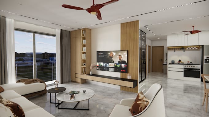 create modern interior design renders and walkthroughs