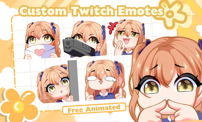 draw twitch emotes, chibi emotes, animated emotes, vtuber for stream