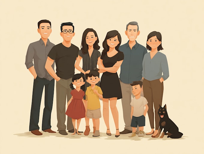 draw a vector art family portrait