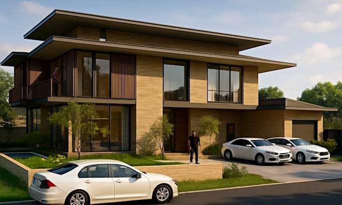 do exterior design 3d modeling and house plan architecture 3d rendering