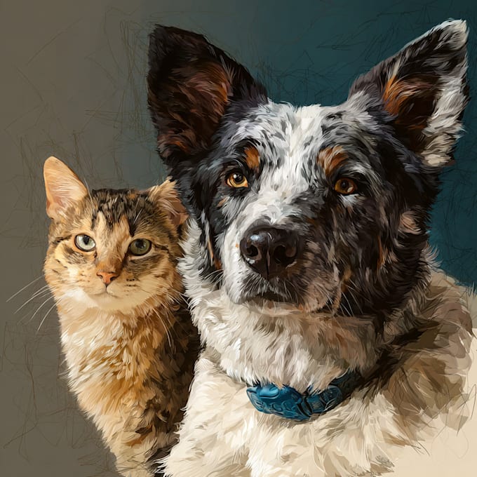 create realistic digital pet portrait dog, cat, horse