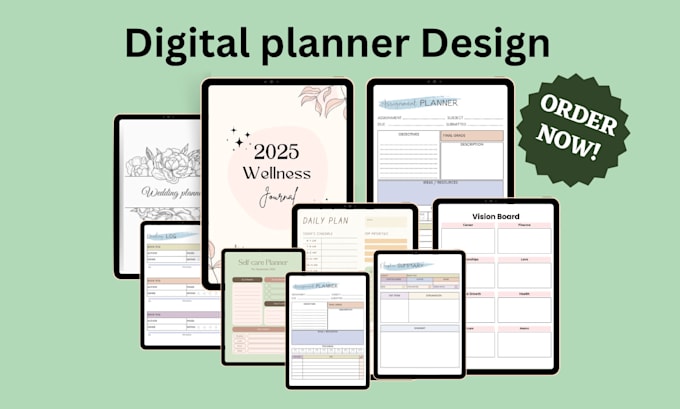 etsy digital planner, hyperlinked planner, etsy digital product, digital journal
