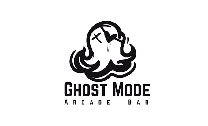 design surprising ghost mode arcade bar logo