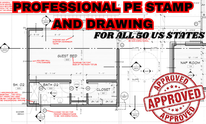 Pe stamp and seal floor plan architectural drawings city permit in usa ...