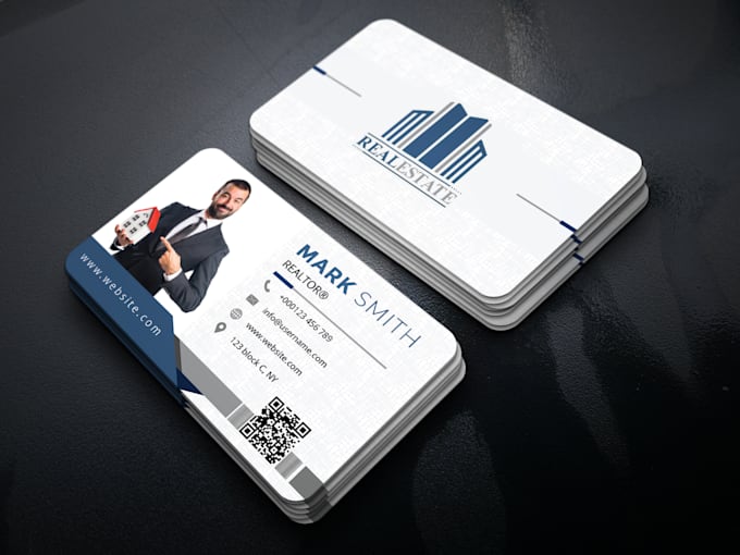 Design real estate business card with qr code for realtor, agents ...