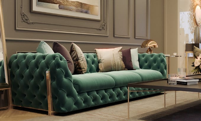 do cgi 3d sofa design couch model chairs table fabric furniture product render