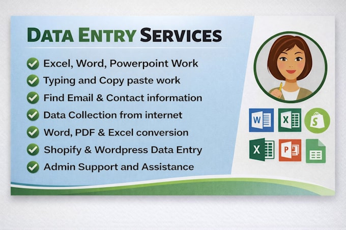 do fast accurate excel data entry admin support