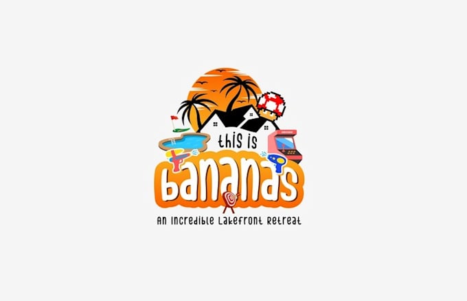 create unique crazy airbnb brand bananas logo
