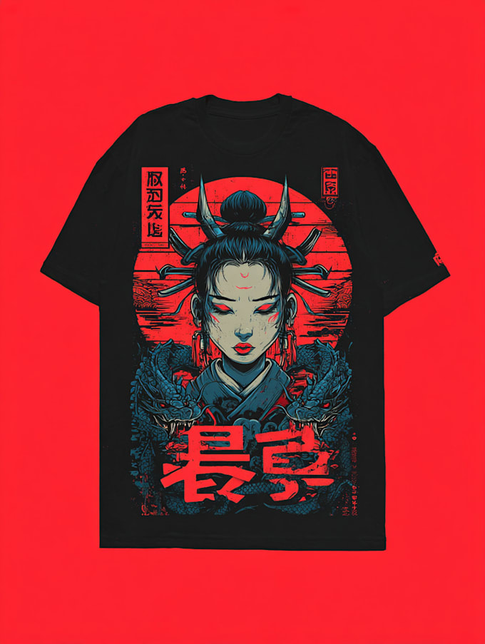 make a japanese illustration for t shirt design