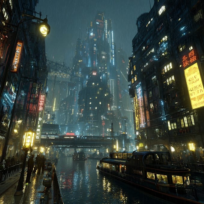 do cyberpunk futuristic city art